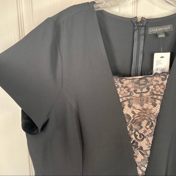 Lane Bryant Black Blouse Lace Vneck Front Sz 16 NWT - Picture 7 of 15